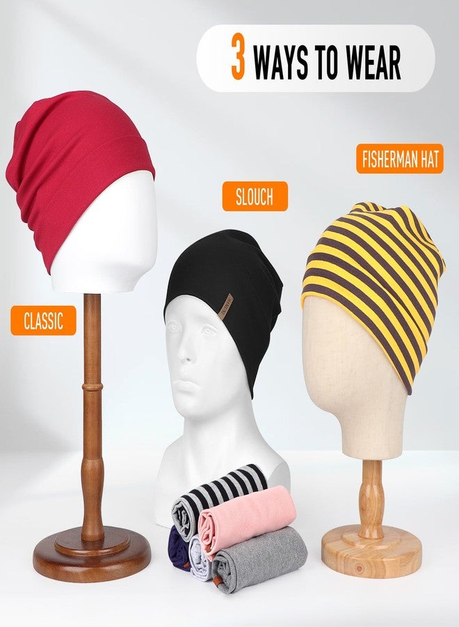 HAMUNI Slouchy Beanie for Women Cotton Beanies Hats Men Lightweight Soft Chemo Headwear Warm Skull Cap for All Seasons Black - Image 5